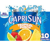 Capri Sun Flavored with Other Natural Flavor Juice Drink Blend, 10 Pouches, for School Lunches and On-the-Go Hydration, Tropical Punch, All Natural Ingredients, 6 fl oz