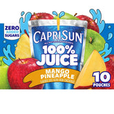 Capri Sun Mango Pineapple Flavored 100% Juice Blend from Concentrate with Added Ingredients and Other Natural Flavor, 10 ct Box, 6 fl oz Pouches