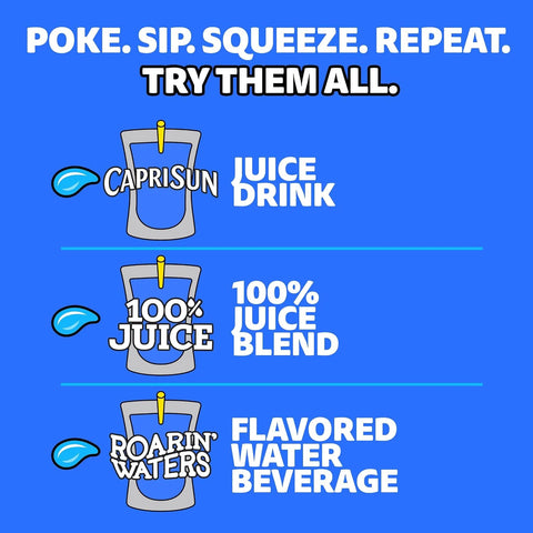 Capri Sun Flavored with Other Natural Flavor Juice Drink Blend, 10 Pouches, for School Lunches and On-the-Go Hydration, Tropical Punch, All Natural Ingredients, 6 fl oz