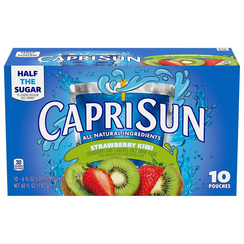 Capri Sun Strawberry Kiwi Flavored with other natural flavor Juice Drink Blend, 10 ct Box, 6 fl oz Pouches (Pack of 4)