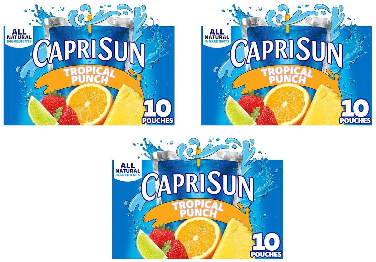 Capri Sun Tropical Punch Ready-to-Drink Juice (10 Pouches) (Pack of 3)