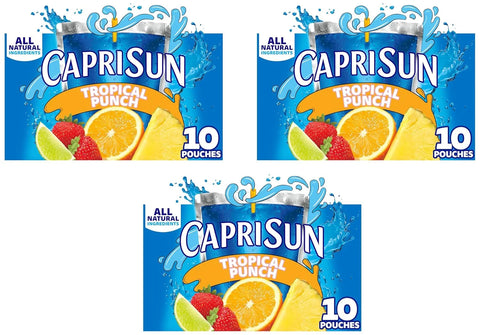 Capri Sun Tropical Punch Ready-to-Drink Juice (10 Pouches) (Pack of 3)