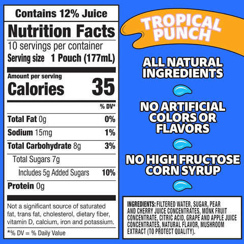 Capri Sun Tropical Punch Ready-to-Drink Juice (10 Pouches) (Pack of 3)