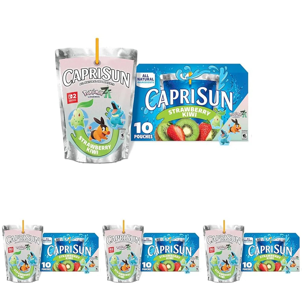 Capri Sun Strawberry Kiwi Flavored with other natural flavor Juice Drink Blend, 10 ct Box, 6 fl oz Pouches (Pack of 4)