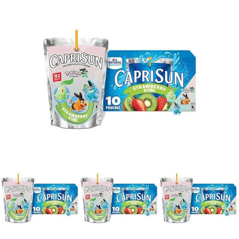 Capri Sun Strawberry Kiwi Flavored with other natural flavor Juice Drink Blend, 10 ct Box, 6 fl oz Pouches (Pack of 4)
