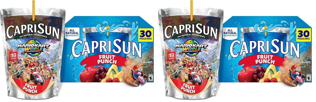 Capri Sun Fruit Punch flavored Juice Drink Blend, 30 ct Box, 6 fl oz Pouches (Pack of 2)