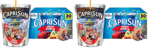 Capri Sun Fruit Punch flavored Juice Drink Blend, 30 ct Box, 6 fl oz Pouches (Pack of 2)