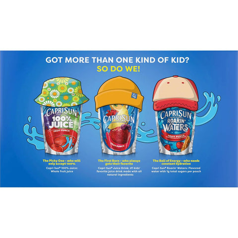 Capri Sun Flavored with Other Natural Flavor Juice Drink Blend, 10 Pouches, for School Lunches and On-the-Go Hydration, Mountain Cooler, All Natural Ingredients, 6 fl oz