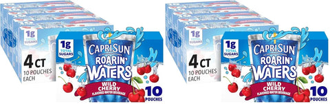 Capri Sun Roarin' Waters Wild Cherry Ready-to-Drink Juice (40 Pouches, 4 Boxes of 10) (Pack of 2)