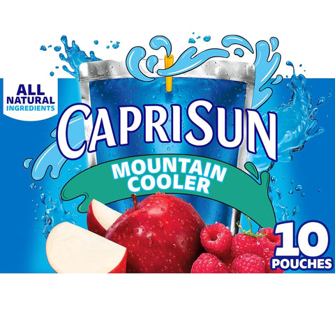 Capri Sun Flavored with Other Natural Flavor Juice Drink Blend, 10 Pouches, for School Lunches and On-the-Go Hydration, Mountain Cooler, All Natural Ingredients, 6 fl oz