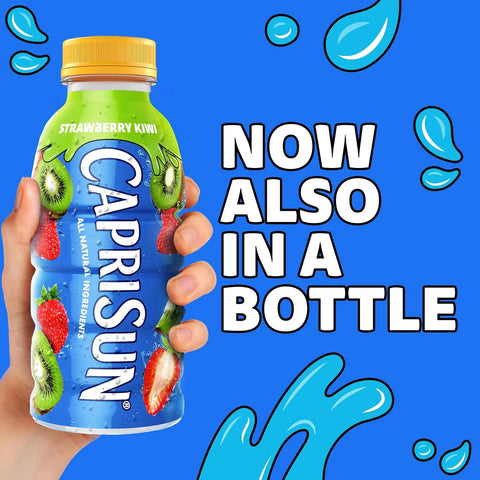Capri Sun Strawberry Kiwi Flavored Juice Drink Blend from concentrate with other natural flavors, 12 fl oz Bottle