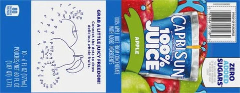 Capri Sun 100% Juice from Concentrate Juice Boxes, 10 Pouches, for School Lunches and On-the-Go Hydration, Apple with Added Ingredients, All Natural Ingredients, 6 oz